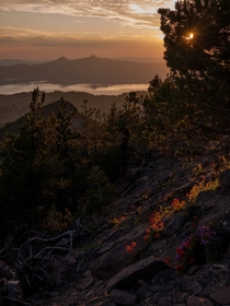 Sunset above Crater Lake OR 
