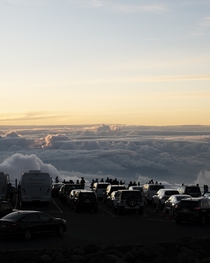 Sunset above the clouds at Haleakal National Park 
