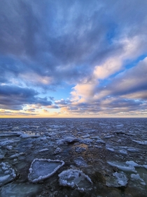 Sunset and a frozen Baltic Sea