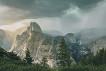 Sunset and a rain storm in Yosemite 