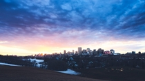 Sunset and city Edmonton Canada 
