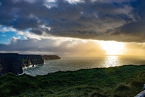 Sunset at Cliffs of Moher Ireland 