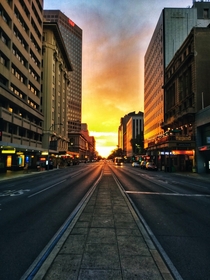 Sunset at Grenfell Street Adelaide Spring  