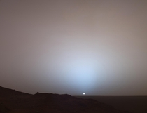 Sunset at the Gusev Crater on Mars captured by the Spirit rover in 