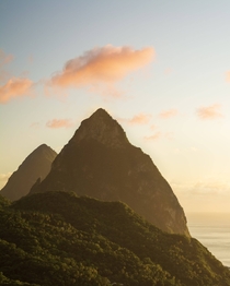 Sunset at the Pitons - Soufriere St Lucia  OC IG griffinbarnett