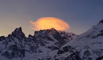 Sunset Cloud above mountains Courmayeur Italy 