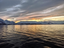 Sunset from a boat outside of Trondheim NO 