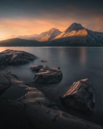 Sunset from Lake Minnewanka Alberta Canada 