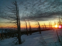 Sunset from the top of mountain Komsomolka Sheregesh 
