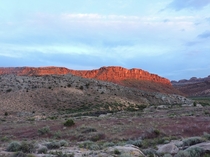 Sunset illuminating The Red Rocks in Moab Utah 