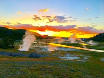 Sunset in boiling Yellowstone NP OC 