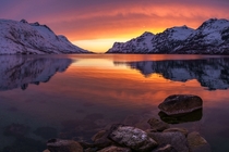Sunset in Ersfjordbotn Norway  by John A Hemmingsen 