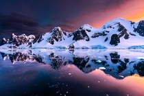 Sunset in the Antarctic Peninsula  Heres to you Dad