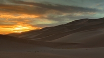 Sunset light at the Great Sand Dunes National Park and Preserve Colorado
