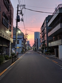 Sunset on Tokyo street 