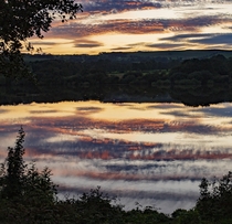 Sunset over a reservoir