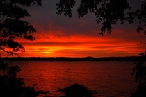 Sunset over Green Lake at Interlochen State Park in Michigan