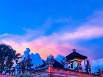 Sunset over Hindu temple Bali