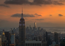 Sunset over lower Manhattan NY 