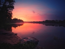 Sunset over Madalayarvi lake Russia 
