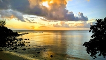 Sunset Over Mont Choisy Beach Mauritius 