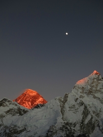 Sunset over Mount Everest from Kala Patthar Nepal 