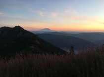 Sunset over Mt Rainier - Kachess Lake Washington State 