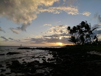 Sunset over Niihau on south shore Kauai 
