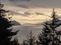Sunset over the howe sound just outside Vancouver BC 