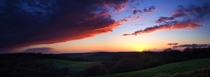 Sunset over the Mendip Hills Somerset England 