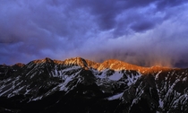 Sunset over the White Rock Massif Elk Mountains Colorado 