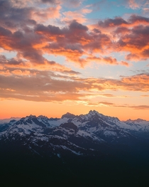 Sunset overlooking the Tantalus Range BC Canada 