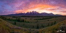 Sunset Panorama in Grand Teton National Park Wyoming 