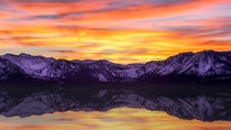 Sunset Reflection over Lake Tahoe Sierra Nevada 