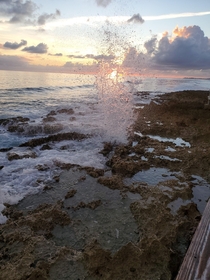 Sunset through the splashPatrick Island Grand Caymen  x