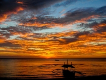 Sunset with pump boats in the Philippines 