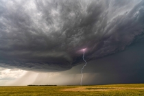 Supercell Thunderstorm and Lightning over the Kansas Plains Greensburg KS 