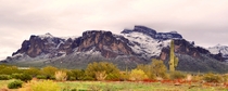 Superstition Mountain Arizona after unusual snow storm 