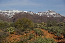 Superstition Mountains Covered in Snow Apache Junction AZ USA  OC