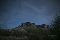 Superstition Mountains on a moonlit night 