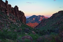 Superstition Wilderness at Dusk in Arizona USA 
