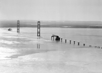 Support structure of the Mackinac Bridge MI during construction