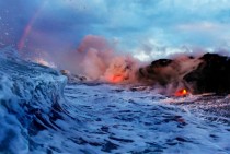 Surf Lava and a Rainbow - Hawaii Volcanoes National Park 