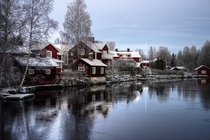 Sweden Sundborn  Landscape country cottage lake