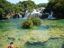 Swimming at KRKA Croatia national park 