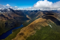 Taken from a Helicopter Over Lake McKeller and the Greenstone River Fiordland National Park NZ 
