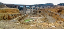 Talbrcke Schindgraben A highway bridge going right over a quarry on the A in Germany