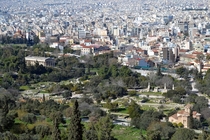 Temple of Hephaestus ancient Agora and the city of Athens OC
