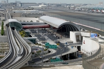 Terminal  departure and metro station of Dubai International Airport 