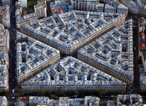 th century apartment blocks in Paris from above